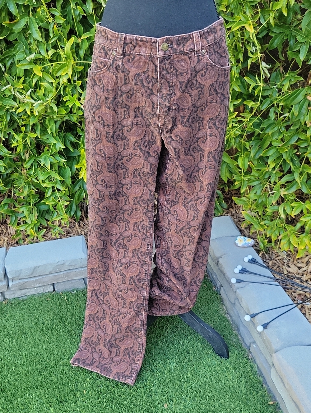 Brown Paisley Straight Leg Corduroy Western Country Rodeo Jeans 8